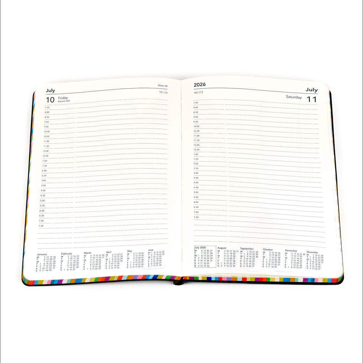 Edge Rainbow - A5 Day-To-Page Diary - 2026 Calendar Year Planner